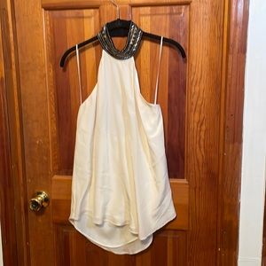 Lavender Brown Silky Women’s Top with Studded Neck - new with tags - Size S